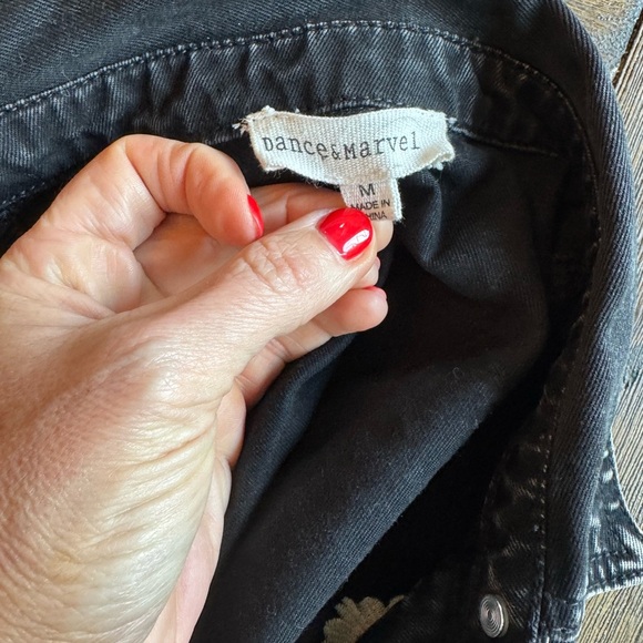 Dance & Marvel Floral Jean Jacket Black Size Med like new condition - Picture 3 of 3